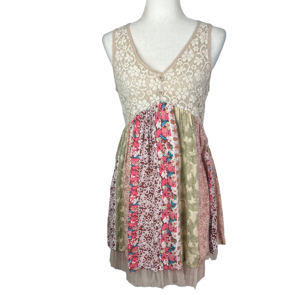 Priina Boho Lace And Patchwork Print Dress